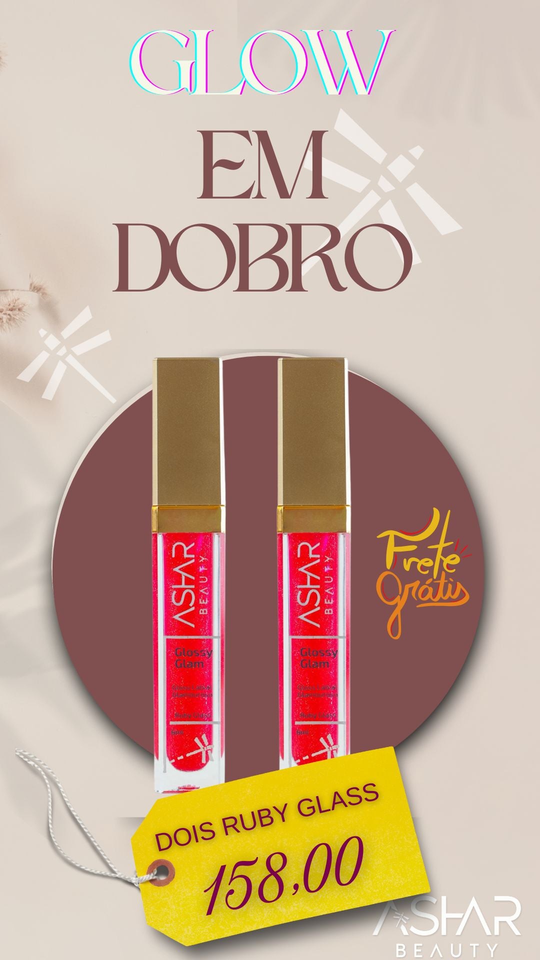 GLOW EM DOBRO - 2 RUBY GLASS + FRETE GRÁTIS